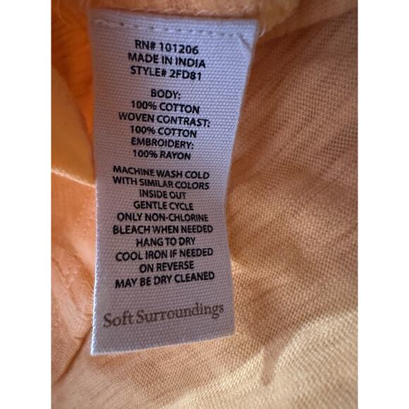 Soft Surroundings Shift Dress Womens Sz M Embroidered Cottagecore Tangerine - Picture 10 of 10
